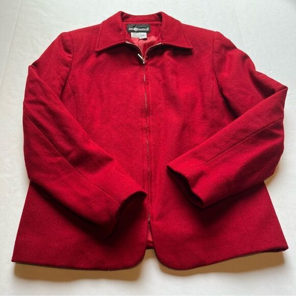Sag Harbor Women's Wool Blazer Full Zip Red Size 8 Lined - Picture 5 of 9